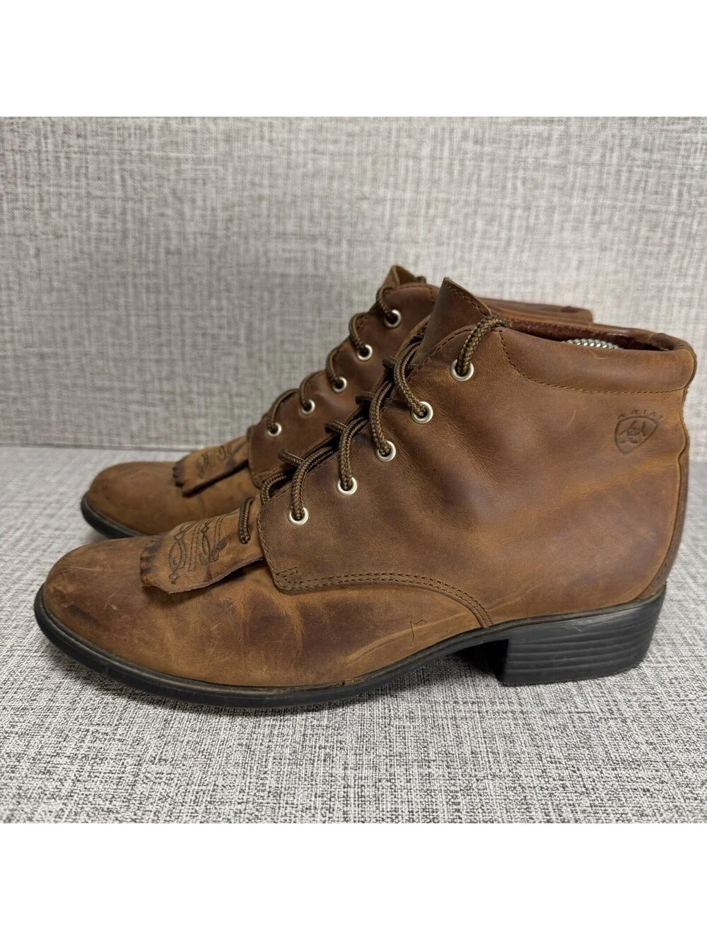 Ariat Boots Womens 9.5 B M Heritage Lacer Kiltie Brown Leather Lace-Up Western